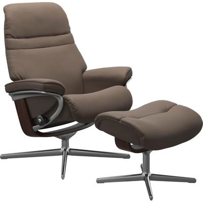 Relaxsessel STRESSLESS "Sunrise", braun (mole batick), B:92cm H:105cm T:80cm, Leder BATICK: BATICK ist ein leicht korrigiertes, durchgefärbtes und genarbtes Möbelleder, bei dem die meisten Unebenheiten und Spuren in der Regel entfernt wurden.,... Image