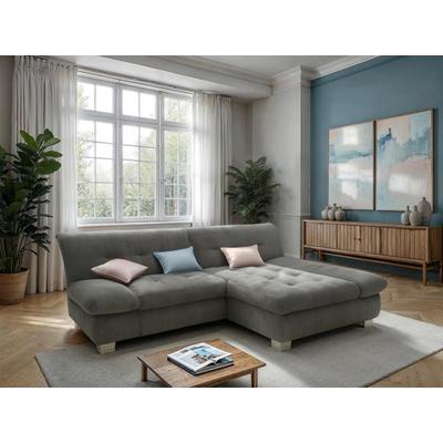 Ecksofa DOMO COLLECTION "100031 kompakte Stellmaße, komfortabel und bequem, L-Form", grau, B:234cm H:80cm T:157cm, 100% Polyester, Sofas, wahlweise mit Bettfunktion und Armteilverstellung. Breite 234cm Image