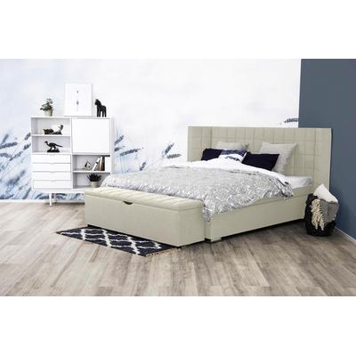 Boxspringbett PLACES OF STYLE "Piazza", beige, B:201cm L:210cm, Strukturstoff-Bezug (100% Polyester), Samtvelours (100% Polyester), Komplettbetten, Boxspringbett, mit Steppung und Kopfteil mit seitlichen Flügeln Image