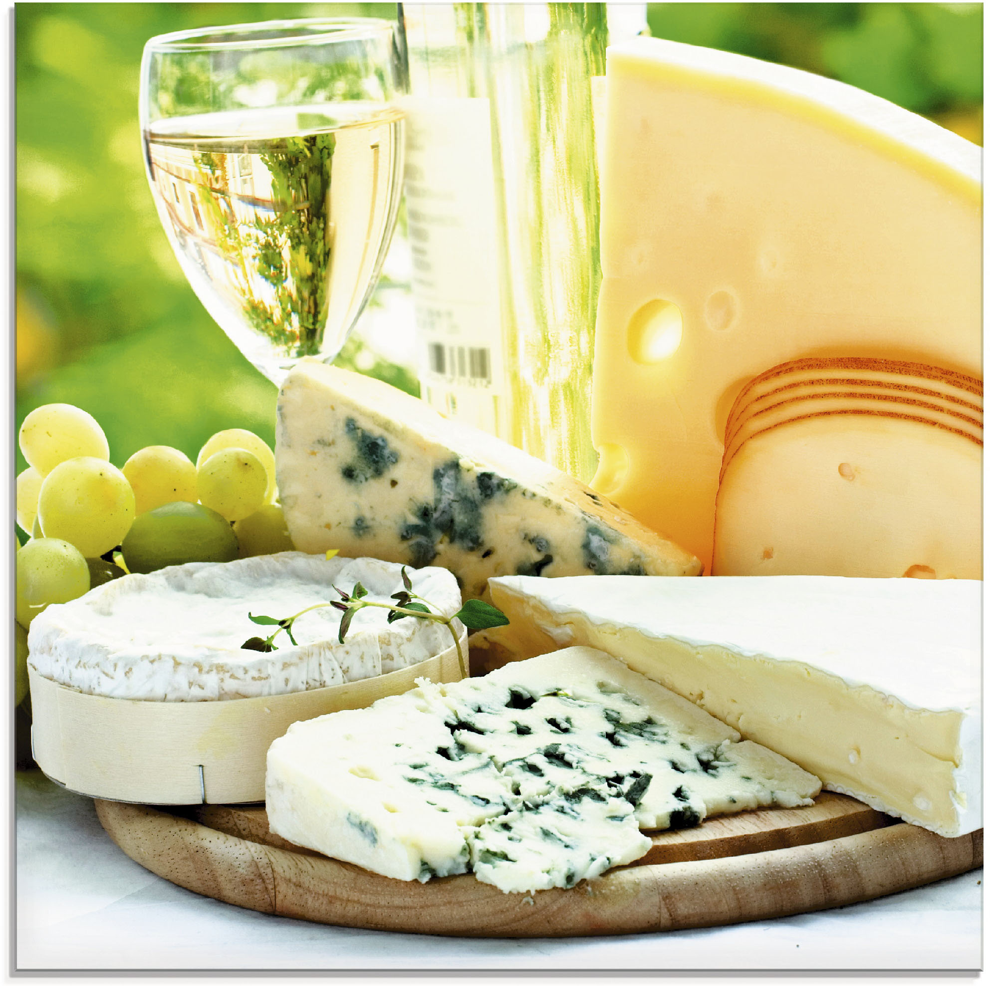 Glasbild ARTLAND "Käse & Wein", beige (farbe bild(er): naturfarben), B:20cm H:20cm, Bilder, in verschiedenen Größen Image