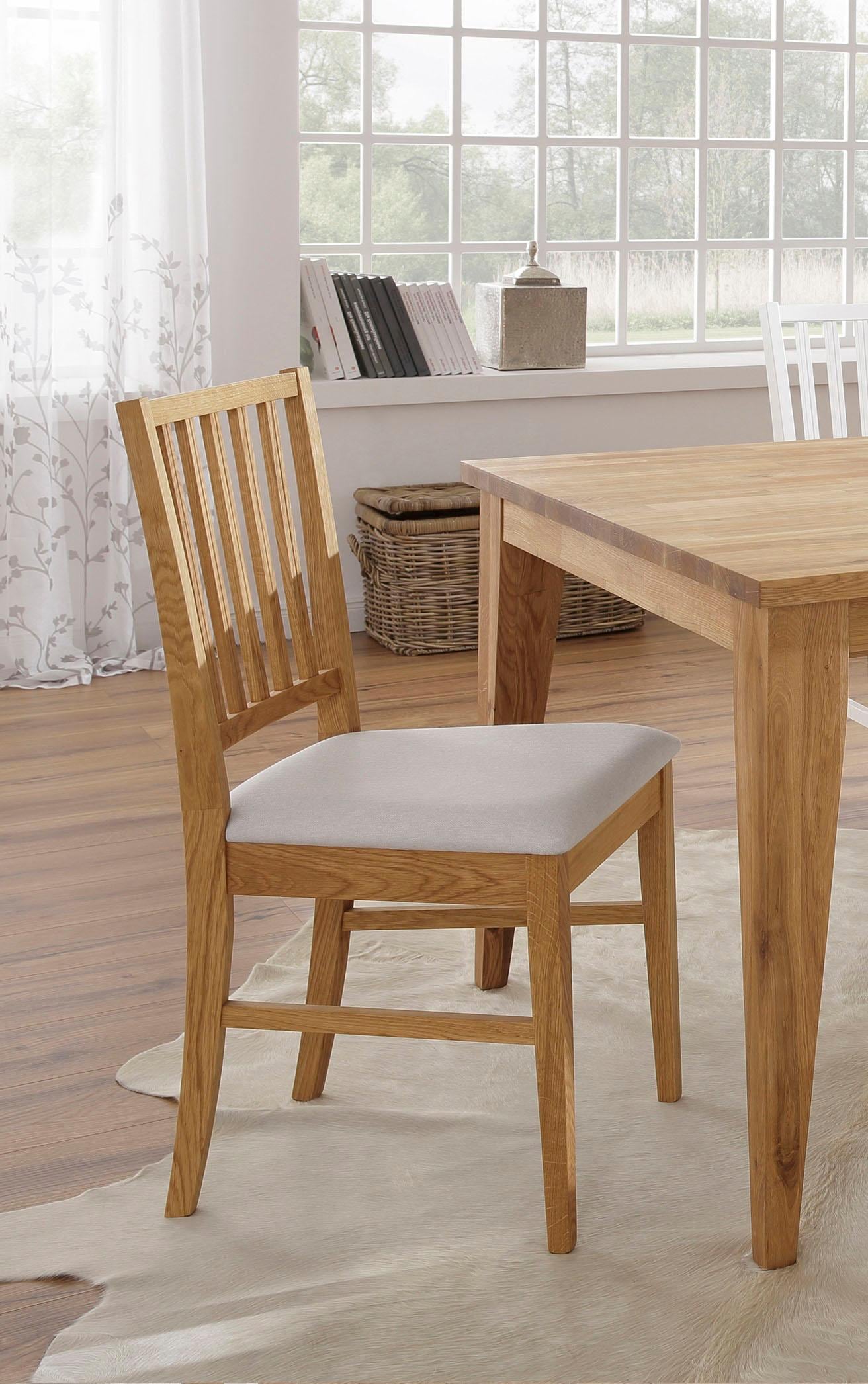 Esszimmerstuhl HOME AFFAIRE "Ruanda Küchenstuhl TOPSELLER", beige (beige, eichefarben), B:44cm H:92cm T:50cm, Fein strukturierter und pflegeleichter Webstoff;Aus 100% Polyester, Stühle, im 2er, 4er oder 6er-Set, Holzstuhl