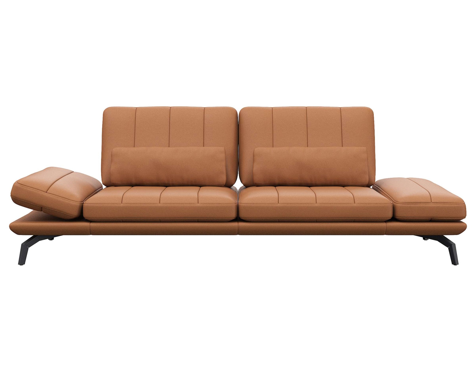 3-Sitzer FLEXLUX "Tropea Funktionssofa, Designsofa, Relaxfunktion, TV-Couch", braun (modern cognac braun), B:252cm H:90cm T:145cm, Sofas, mit Armteilverstellung sowie Sitztiefenverstellung, Breite 252 cm