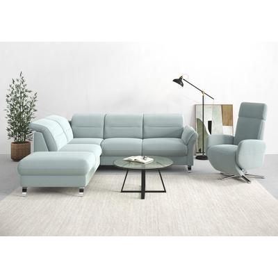 Ecksofa SIT & MORE "Grenoble L-Form mit Federkern", blau (aqua), B:247cm H:85cm T:222cm, Sofas, wahlweise mit Bettfunktion, Bettkasten, Arm- und Kopfteilverstellung Image