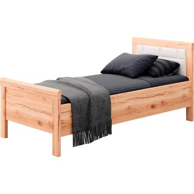 Einzelbett PRIESS "Arnsberg", braun (astkernbuche, weiß), B:108cm L:208cm, Betten, Jugendbett Kinder-Einzelbett Bettgestell, Komforthöhe mit gepolstertem Kopfteil Image