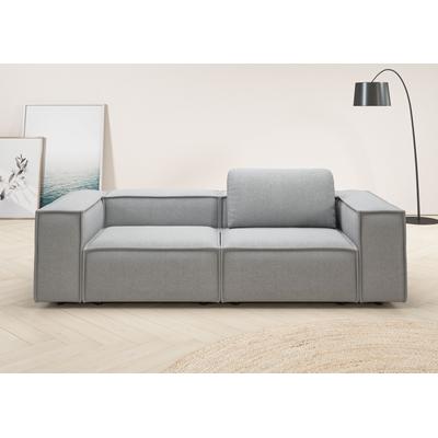 2-Sitzer PLACES OF STYLE "Watertown, modernes Sofa 246 cm breit, auch in Feincord", grau (light, grau), B:246cm H:68cm T:98cm, 100% Polyester, Sofas, stilvolles Sofa für 2 Personen mit extra breiter Sitzfläche Image