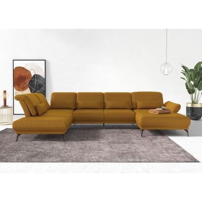 Wohnlandschaft INOSIGN "Coco U-Form", gelb (mustard), B:382cm H:88cm T:242cm, 100% Polyester, Sofas, Sitztiefen-, Arm- und Kopfteilverstellung, Cord-Bezug, Fußhöhe 15 cm Image