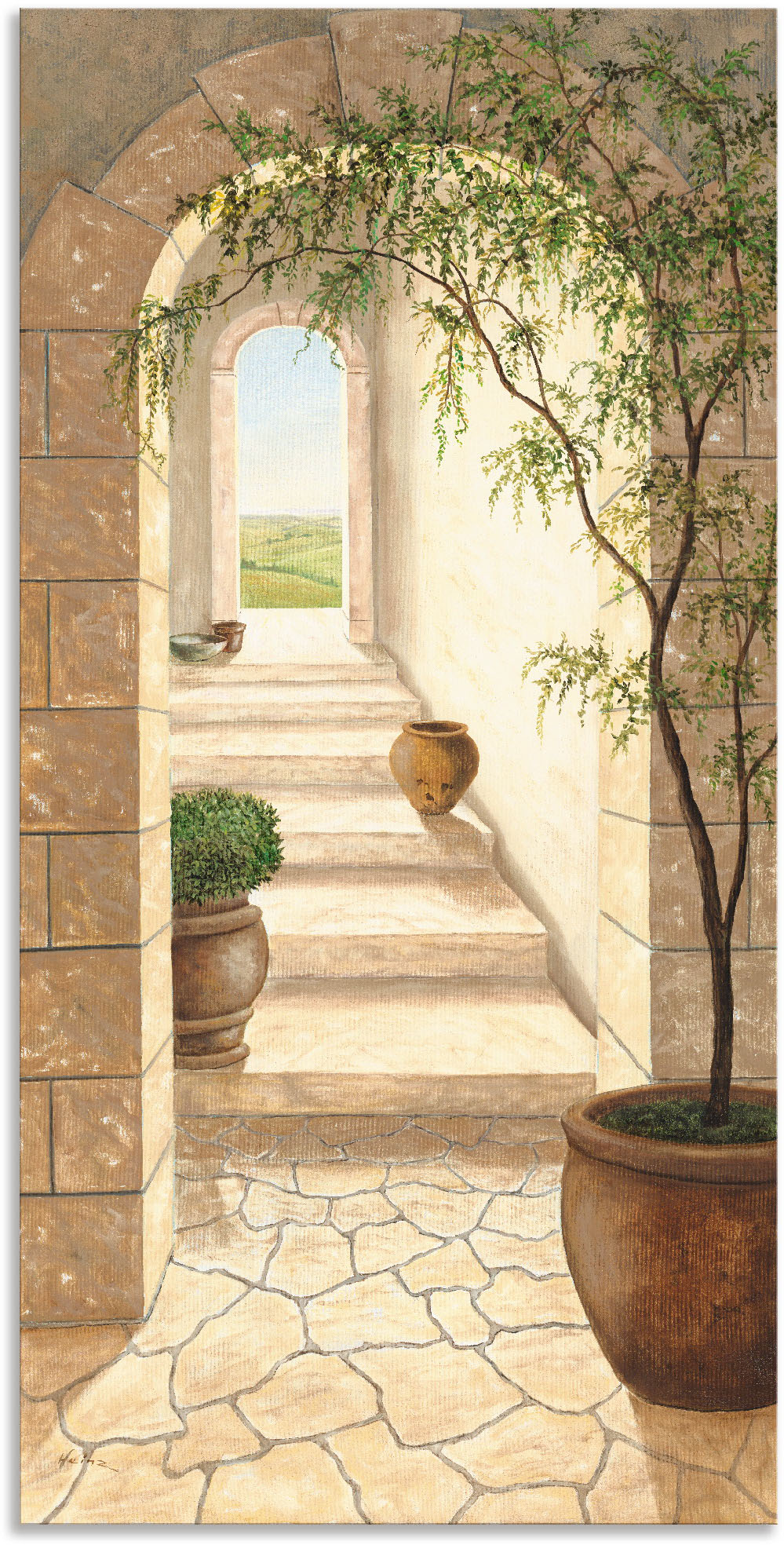 Wandbild ARTLAND "Toskanischer Durchgang", beige (farbe bild(er): naturfarben), B:50cm H:100cm, Bilder, als Alubild, Outdoorbild, Leinwandbild, Poster, Wandaufkleber Image