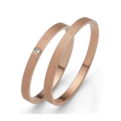 Trauring FIRETTI "Schmuck Geschenk Gold 375 Hochzeit Ehering "LIEBE" Gr. 62, rosa (roségoldfarben), Fingerringe, 62, 0,005 ct SI = kleine Einschlüsse mit Brillant, Roségold 585, 2,0mm, Rosu00e9gold 585, Made in Germany, wahlweise mit oder ohne... Image