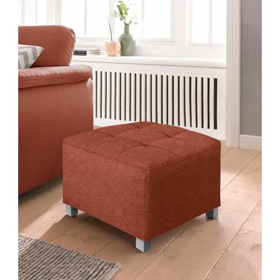 Hocker SIT & MORE "Pablo", orange (terra), B:58cm H:43cm T:58cm, Luxus-Microfaser (90% Polyester, 10% Polyamid), Kunstleder SOFTLUX, Luxus-Microfaser ALTARA NUBUCK (100% Polyester), Hocker, Polsterhocker Image