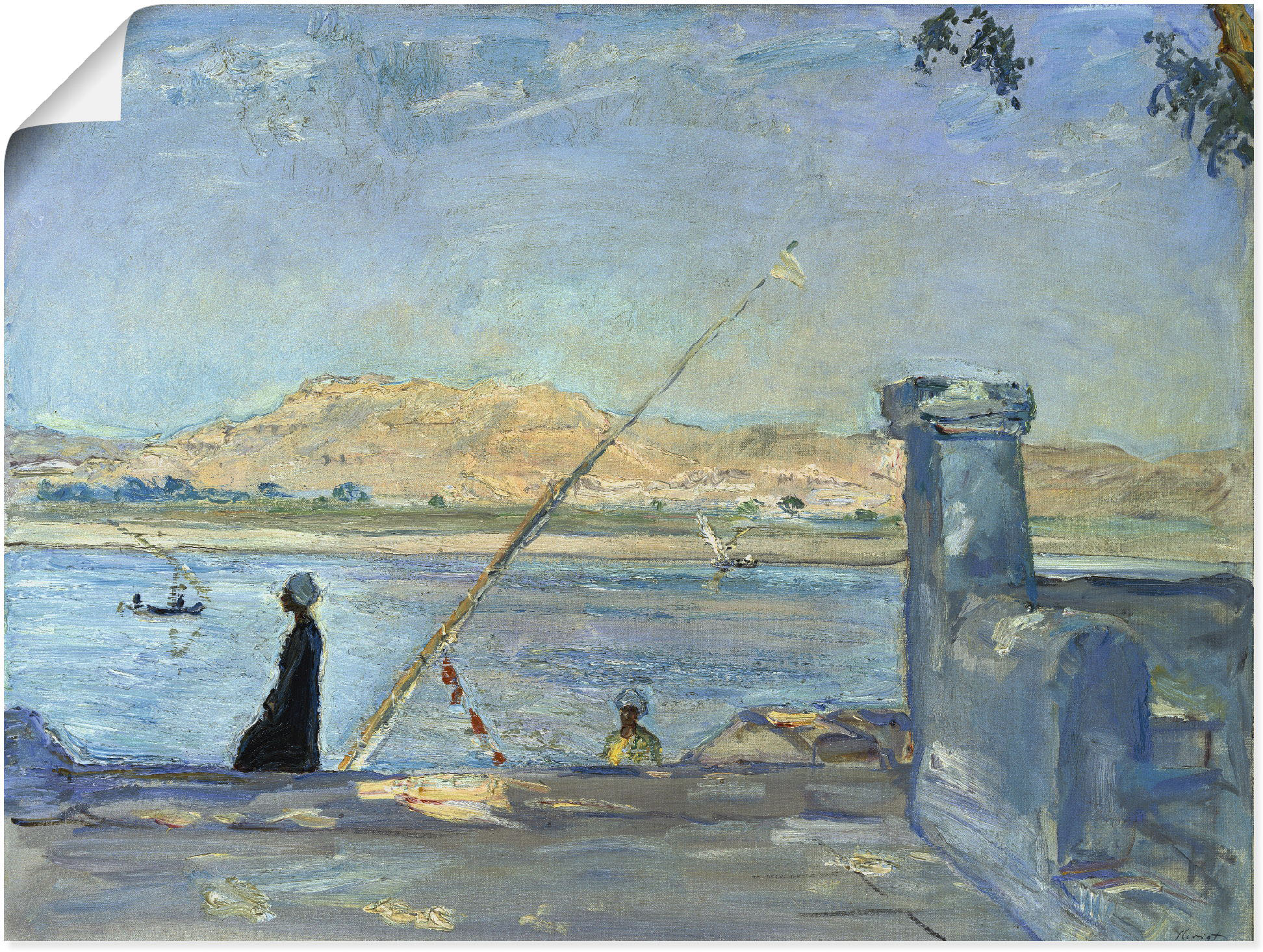 Kunstdruck ARTLAND "Morgen bei Luxor. 1914", blau (farbe bild(er): blau), B:40cm H:30cm T:0,1cm, Papier, Bilder, als Leinwandbild, Wandaufkleber oder Poster in versch. Größen Image