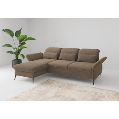 Ecksofa SIT & MORE "Emely, inkl. Sitztiefenverstellung", braun (hellbraun), B:264cm H:92cm T:198cm, 100% Polyester, Sofas, wahlweise mit Bettfunktion,Bettkasten,Kopf- & Armteilverstellung Image
