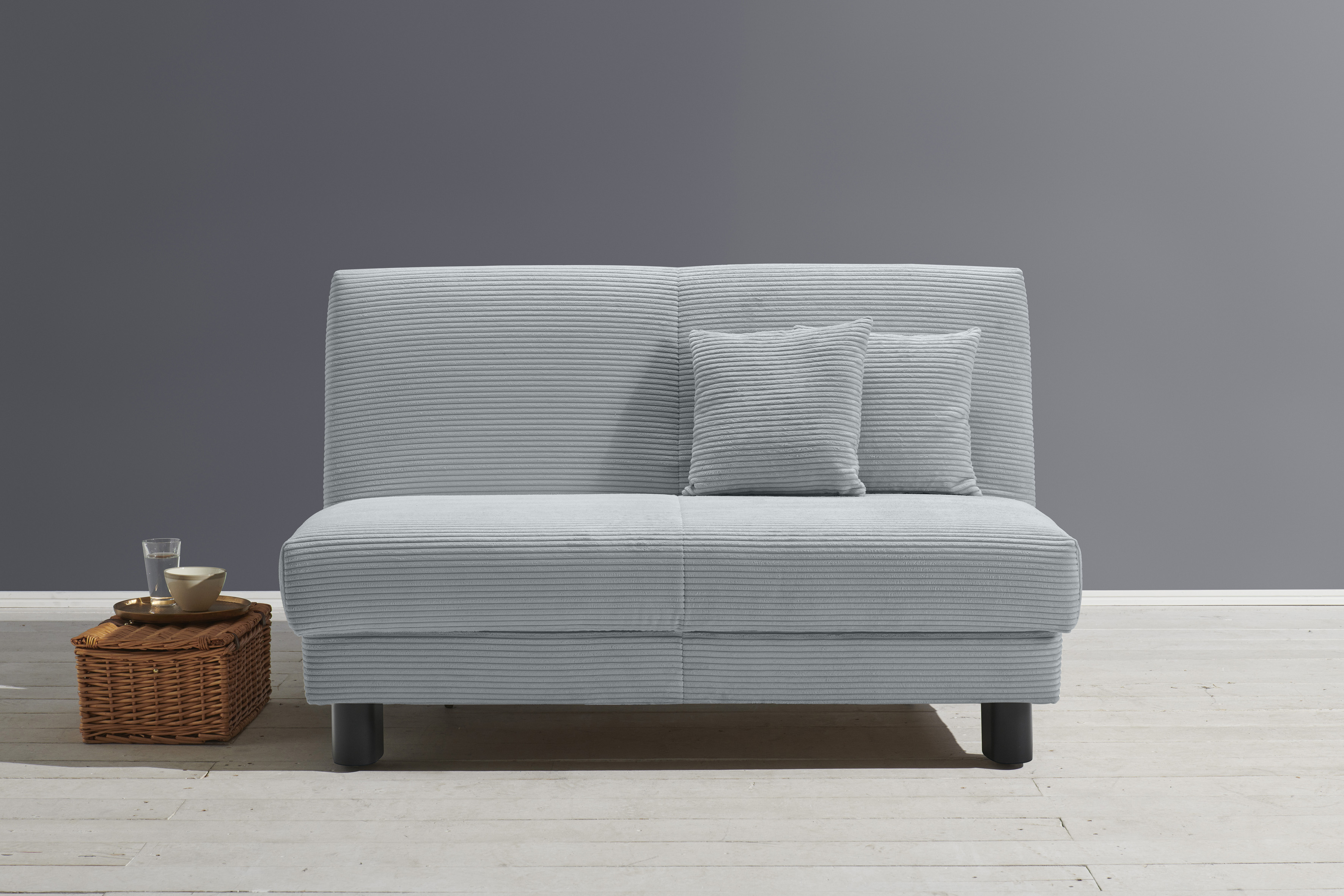 Schlafsofa ELL + ELL "Enny", blau (hellblau), B:145cm H:90cm T:100cm, 92% Polyester 8% Nylon, Sofas, Schlafsofa