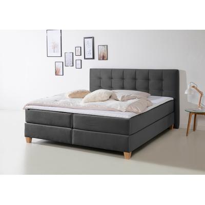 Boxspringbett HOME AFFAIRE "Moulay", grau (anthrazit), B:174cm L:211cm, Komplettbetten, Boxspringbett, inkl. Topper, in 3 Härtegraden, TFK auch in Härtegrad 4 Image