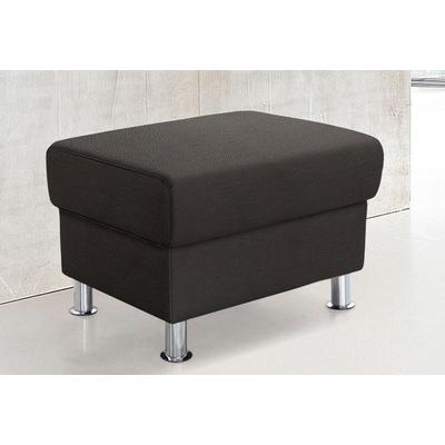Hocker TRENDMANUFAKTUR "Rondo, Polsterhocker zur Serie, Breite 67 cm, Füße chromfarben", braun, B:67cm H:46cm T:53cm, Microfaser PRIMABELLE (100% Polyester), Kunstleder SOFTLUX, Struktur (54% Polyacryl, 46% Polyester), NaturLEDER (echtes Rindsleder)... Image