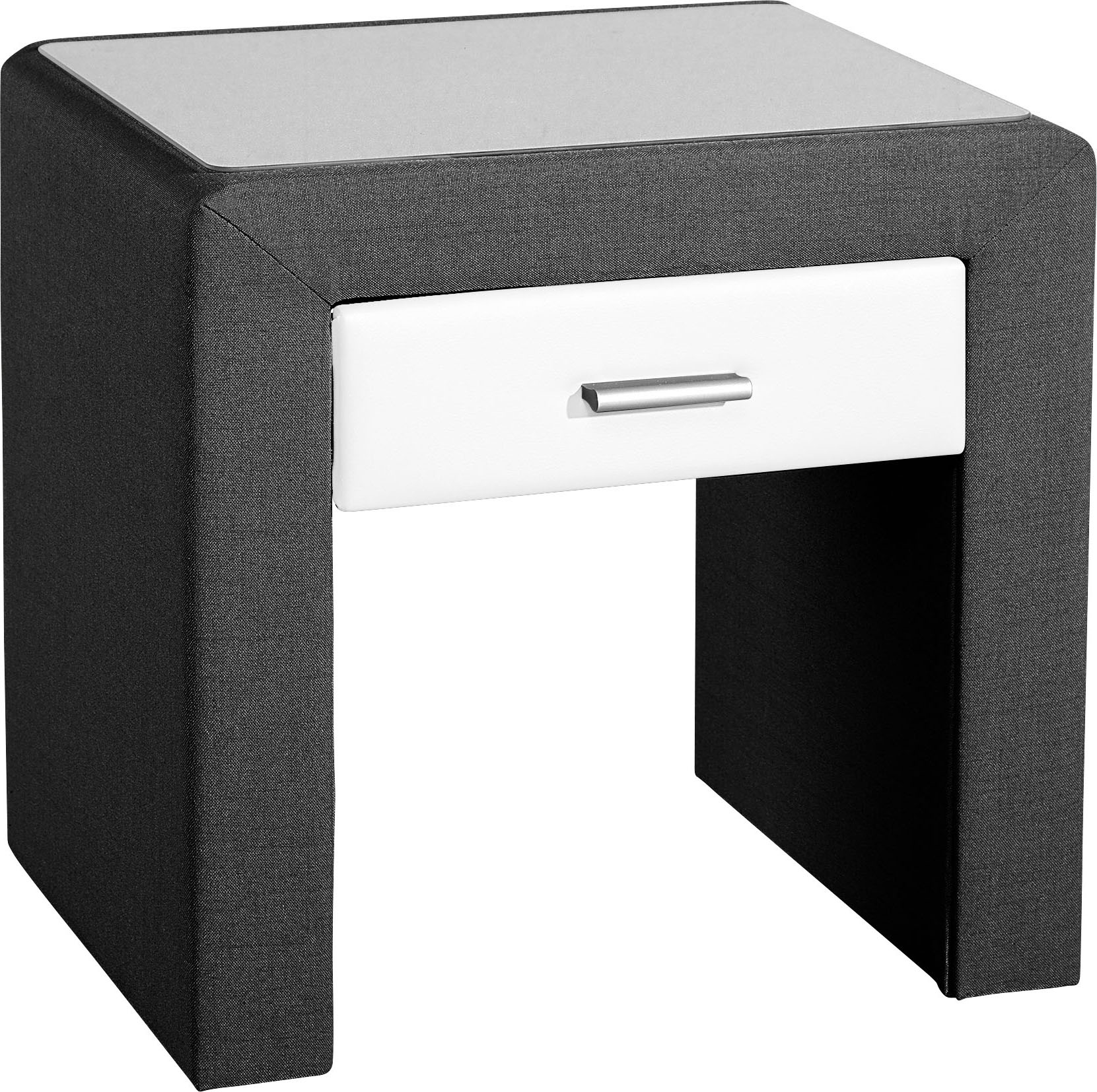 Nachttisch INOSIGN, schwarz (schwarz, weiß), H:50cm T:40cm, Tische, Nachttisch, Nachtkonsole mit 1 Schubkasten