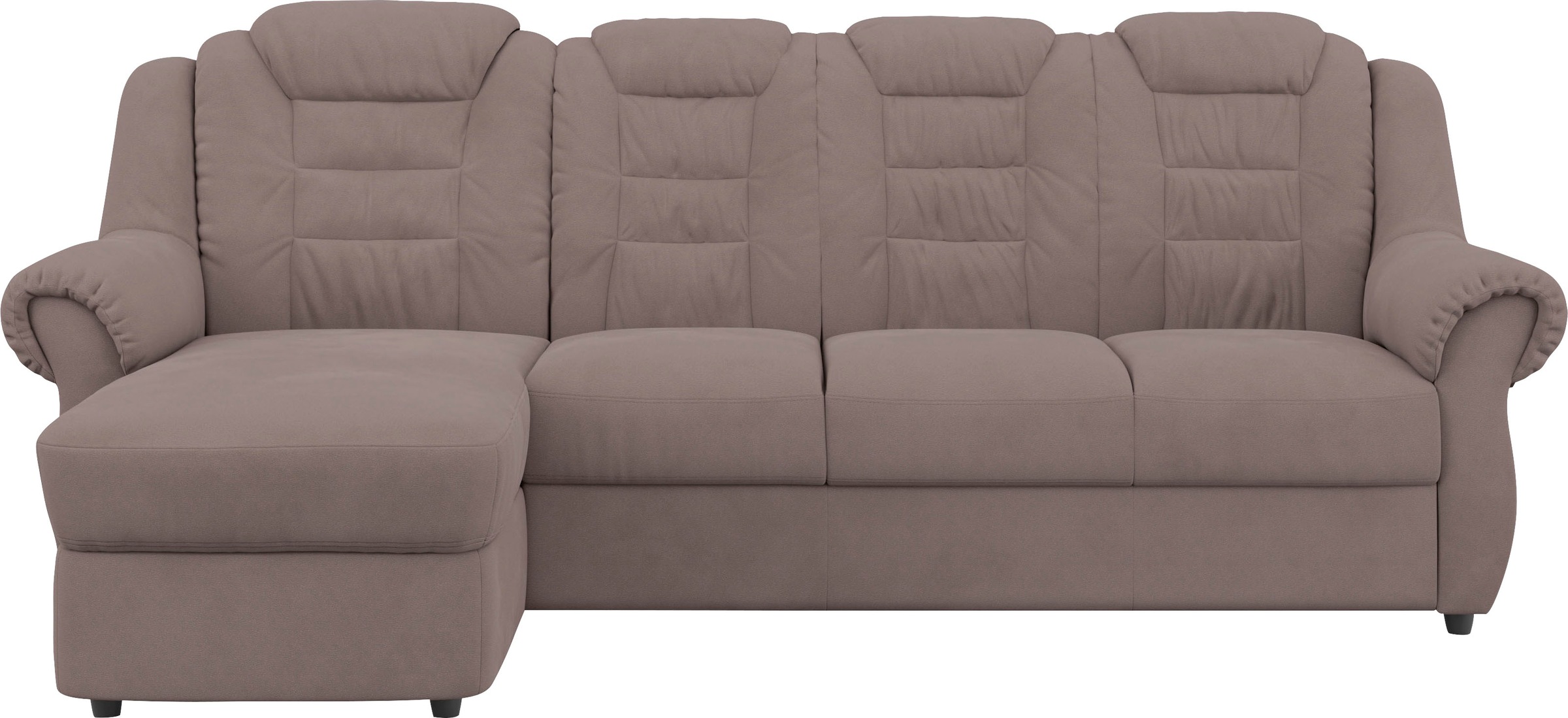 Ecksofa HOME AFFAIRE "Boston L-Form", braun (mud), B:262cm H:102cm T:165cm, 100% Polyester, Sofas, mit hoher Rückenlehne, wahlweise mit Bettfunktion Image