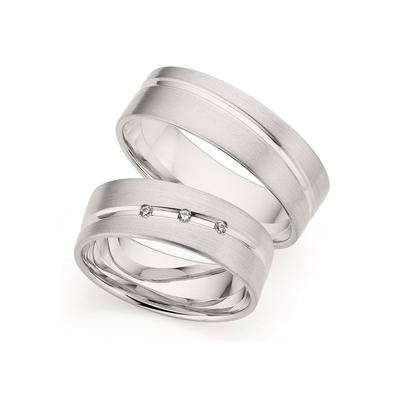 Trauring PHÖNIX "Schmuck Geschenk Gold 333 Trauring Ehering LIEBE versch. Varianten" Gr. 59, weiß (weißgoldfarben), Fingerringe, 59, ohne Brillant, Weißgold 333, 6,5mm, Made in Germany, wahlweise mit oder ohne Brillanten Image