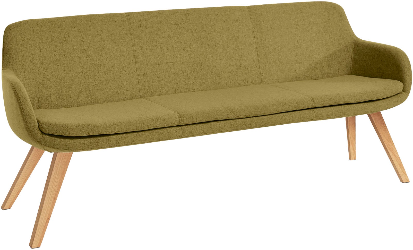 Essbank MUSTERRING "Tavia", grün (kiwi, eiche bianco), B:180cm H:87cm T:66cm, 100% PES, Sitzbänke, Stativgestell aus Eiche bianco massiv, Breite 180, 200 oder 220 cm Image