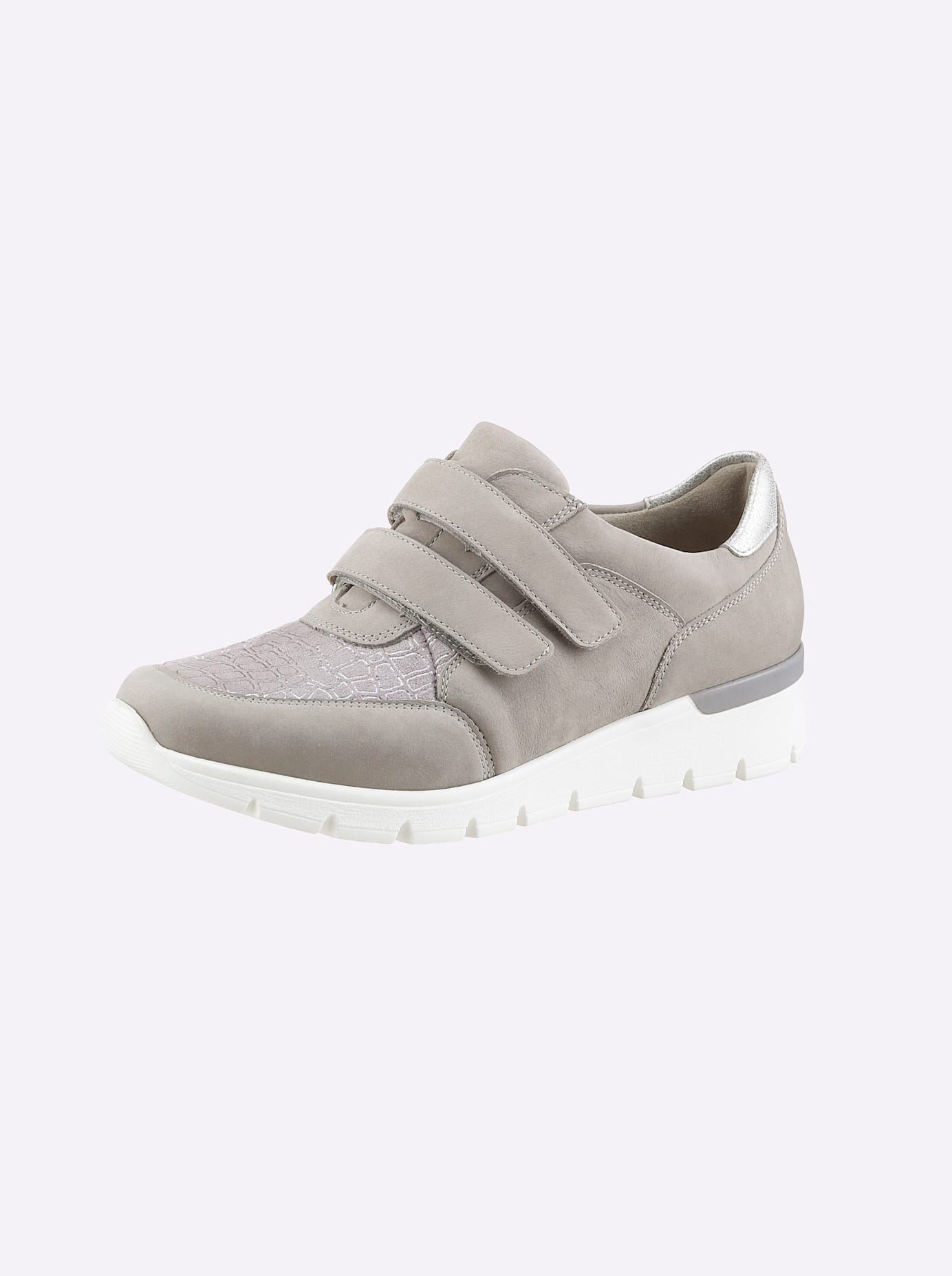 Klettschuh WALDLÄUFER, Damen, Gr. 6,5, grau (taupe), Nubukleder, Textil, Basic, Schuhe Klettschuh