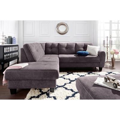 Ecksofa SIT & MORE "Varese L-Form", grau (fango), B:240cm H:91cm T:214cm, Luxus-Microfaser (100% Polyester)IStruktur fein (100% Polyester)IFlachgewebe (95% Polyester, 5% Polyamid), Sofas, mit Federkern, wahlweise mit Bettfunktion und Stauraum Image