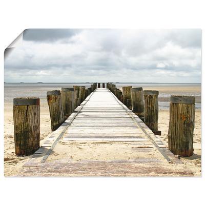 Wandbild ARTLAND "Steg ins Watt", beige (farbe bild(er): naturfarben), B:40cm H:30cm, Bilder, als Alubild, Outdoorbild, Leinwandbild, Poster in verschied. Größen Image