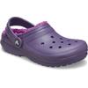 Clog CROCS "Classic Lined Clog", Kinder, Gr. 24, nightshade, Basic, Schuhe, Kindergartenschuh, Hausschuh mit kuscheligem Futter