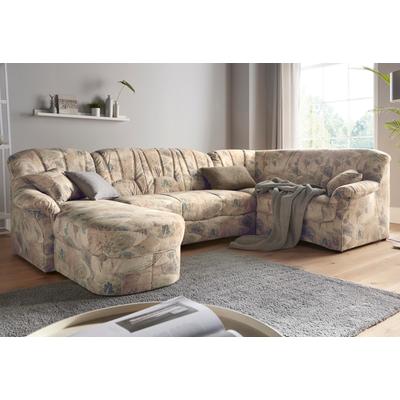 Wohnlandschaft DOMO COLLECTION "Bahia U-Form, B/T: 308/200 cm, mit Federkern, belastbar bis 140kg/Sitz", braun, Sofas, B/H/T: 308cm x 91cm x 200cm, Luxus-Microfaser, Recamiere links, ohne Bettfunktion, Luxus-Microfaser (100% Polyester), mit Muster,... Image