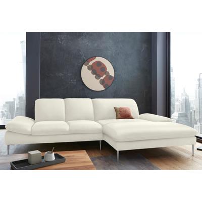 Ecksofa W.SCHILLIG "enjoy&MORE, Designsofa, elegant und bequem, L-Form", weiß (weiß z59), B:310cm H:87cm T:185cm, Chenille-Flachgewebe R66 (85% Polyester, 15% Nylon), Longlife Xtra-Leder Z59: Glattleder mit modischer Prägung. Hautstärke 0, 9 - 1, 1... Image