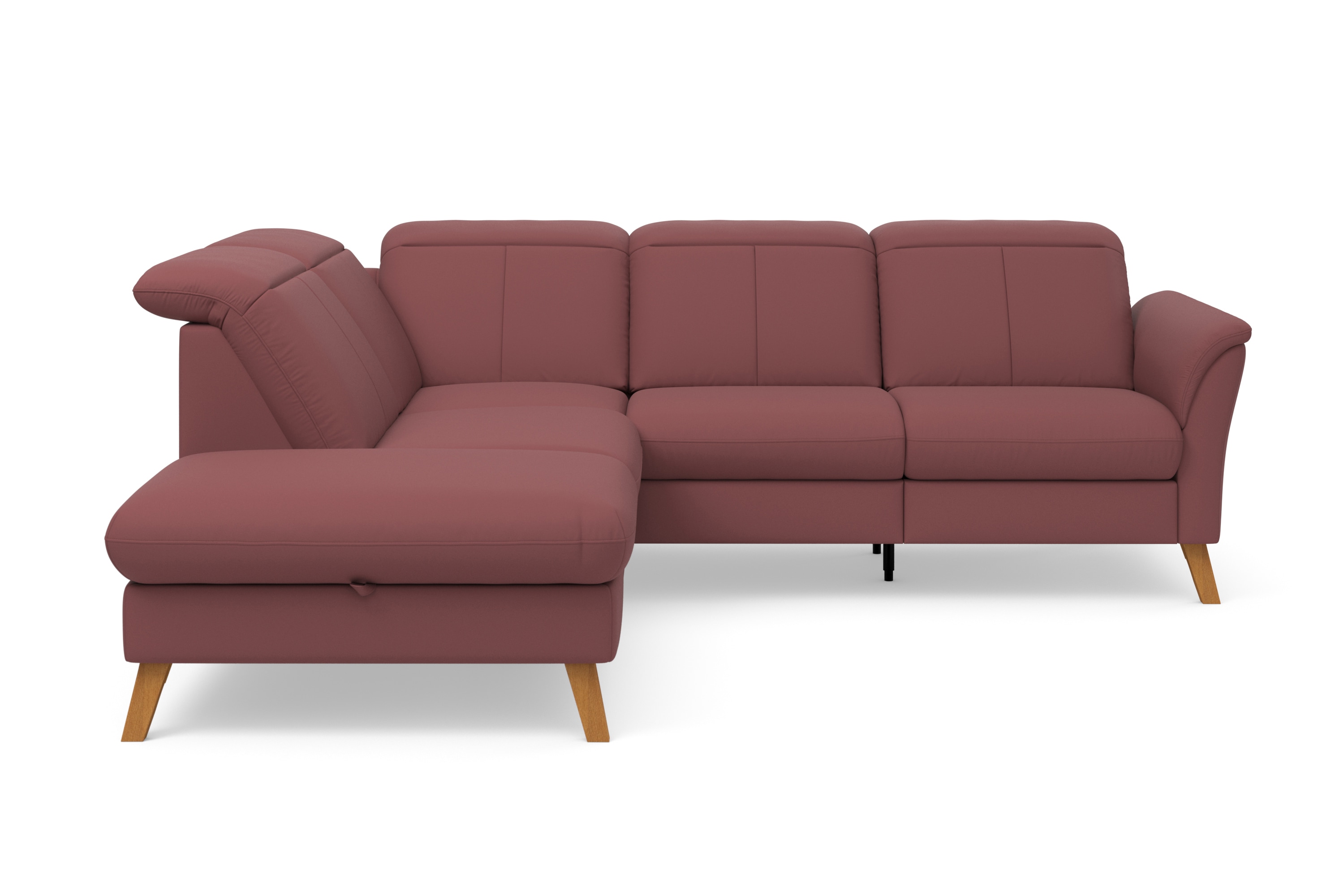 Ecksofa SIT & MORE "Romero L-Form", lila (chianti), B:250cm H:91cm T:220cm, 90% Polyester 10%Polyamid, Sofas, wahlweise mit oder ohne TV-Funktion, Bettfunktion, Bettkasten