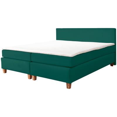 Boxspringbett ALINA, grün (opalgrün dmo 123), B:161cm L:206cm, Samt DMO (100% Polyester), Komplettbetten, Boxspringbett, inklusive Matratze und Topper, in diversen Ausführungen Image