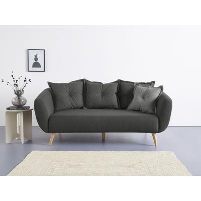 2,5-Sitzer HOME AFFAIRE "Baggio modern und romantisches Design, bequem", grau (anthrazit), B:196cm H:80cm T:103cm, Sofas, Zierkissen inklusive Image
