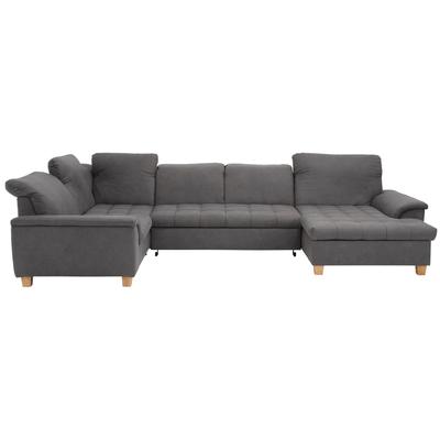 Wohnlandschaft HOME AFFAIRE "Lyla U-Form", grau (dunkelgrau)), B:352cm H:81cm T:214cm, Feinstruktur weich (100% Polyester), Luxus-Microfaser Lederoptik (100% Polyester), Microfaser PRIMABELLE (100% Polyester), Sofas, wahlweise mit Rückenfunktion und... Image