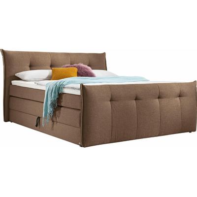 Boxspringbett "Florida", braun (hellbraun), B:205cm L:228cm, Feingewebe (100% Polyester), SET ONE BY MUSTERRING, Komplettbetten, Boxspringbett, mit Bettkasten, in 5 Liegekomfortvarianten Image