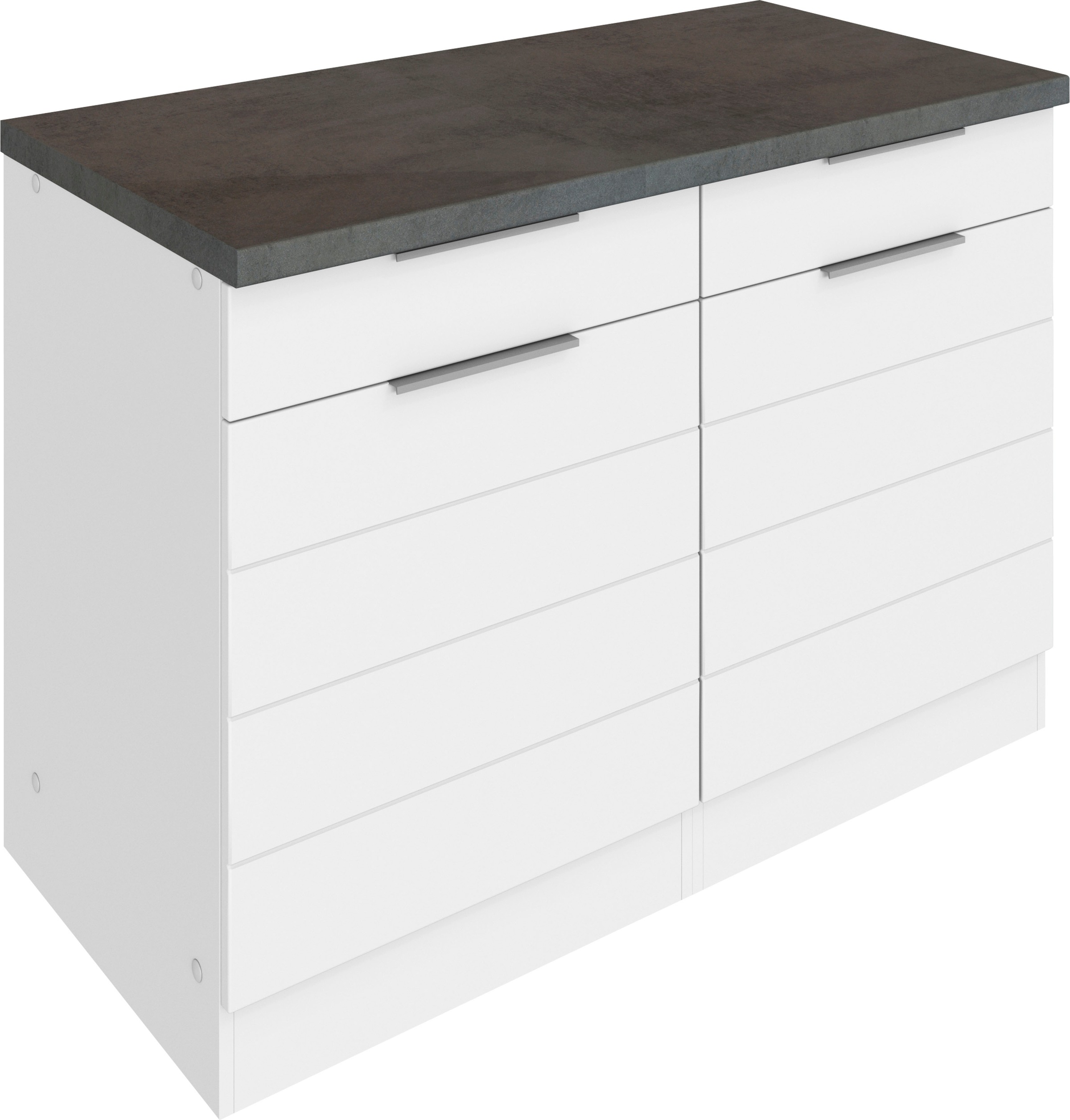 Unterschrank KOCHSTATION "KS-Luhe", weiß (weiß matt, weiß), B:120cm H:86cm T:60cm, MDF, Schränke, Küchenunterschrank, 120 cm breit, für viel Stauraum, MDF-Fronten mit waagerechter Lisene Image