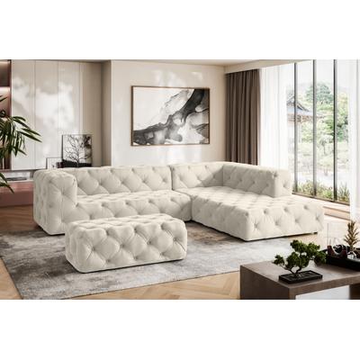 Ecksofa PLACES OF STYLE "FOLLINA", beige (hellbeige), B:325cm H:71cm T:228cm, 100% Polyester, Sofas, L-Form, mit klassischer Chesterfield-Knopfheftung Image