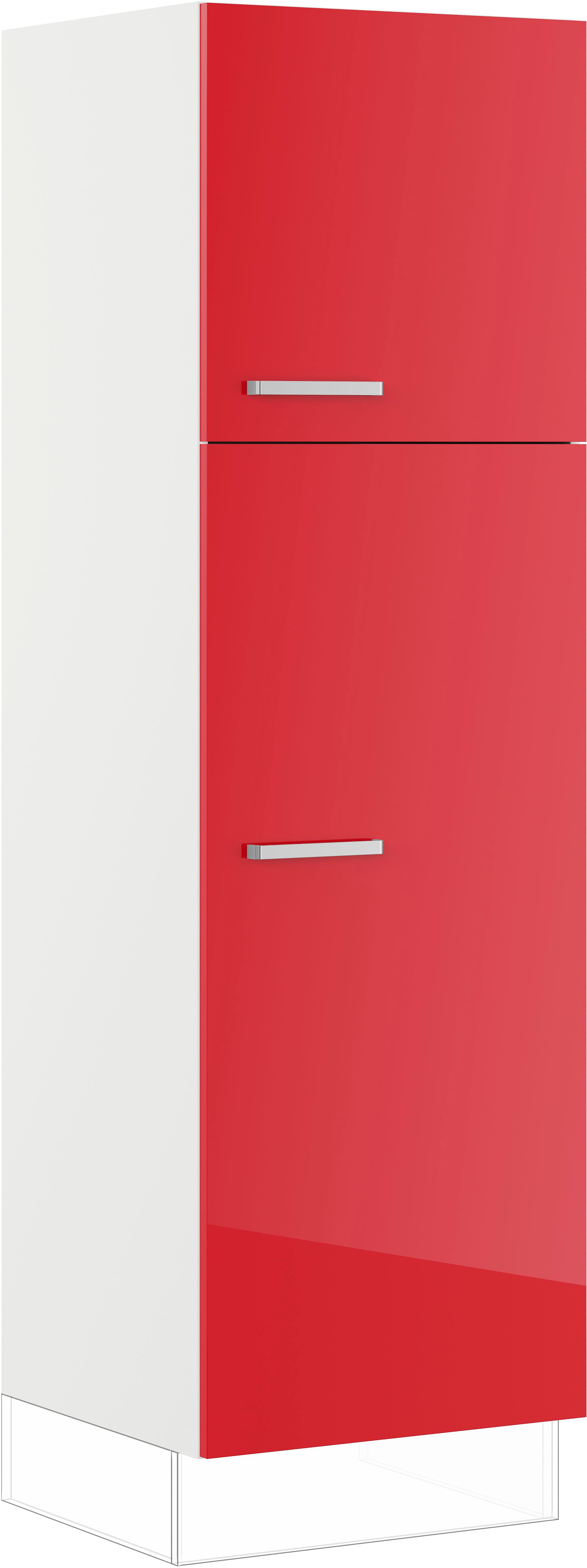 Schuhschrank IMPULS KÜCHEN "Turin", Breite/Höhe: 60/190,7 cm, mit Schuhablagen", rot (rot hochglanz), B:60cm H:190,7cm T:57,9cm, Holzwerkstoff, Schränke, vormontiert, mit Drehtüren, mit verstellbarem Fachboden Image