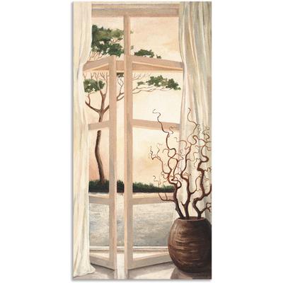 Wandbild ARTLAND "Fensterbild Toskanischer Sonnenuntergang", beige (farbe bild(er): naturfarben), B:75cm H:150cm, Bilder, als Alubild, Outdoorbild, Leinwandbild, Poster, Wandaufkleber Image