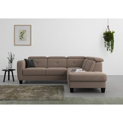Ecksofa SIT & MORE "Belluci L-Form", grau (taupe), B:249cm H:85cm T:195cm, Sofas, inklusive Federkern, wahlweise mit Bettfunktion und Bettkasten Image