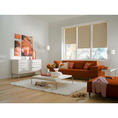 Elektrisches Rollo SUNLINES "New York", beige (creme, weiß), B:90cm H:180cm, Polyester, Rollos, Verdunklungsrollo, appgesteuert via Bluetooth, mit Motor und Akku, weißer Fallstab Image