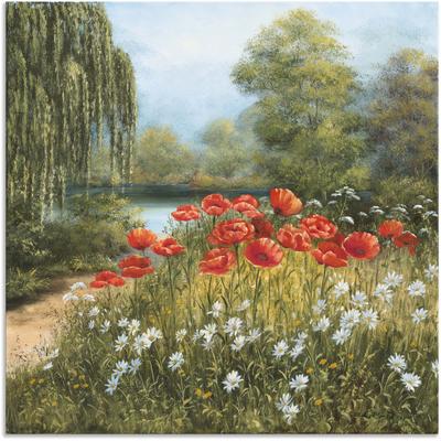 Wandbild ARTLAND "Mohnwiese am See", grün (farbe bild(er): grün), B:100cm H:100cm, Bilder, als Alubild, Outdoorbild, Leinwandbild, Poster in verschied. Größen Image