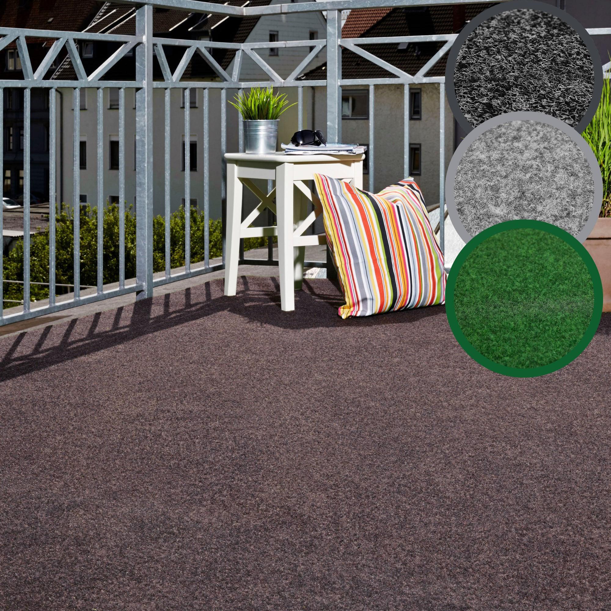 Kunstrasen ANDIAMO "Aberdeen, Made in Belgium", braun, B:400cm H:10mm L:450cm, Nadelfilz, Teppiche, mit Drainagenoppen, für Balkon, Terrasse, Wintergarten, Nadelfilz