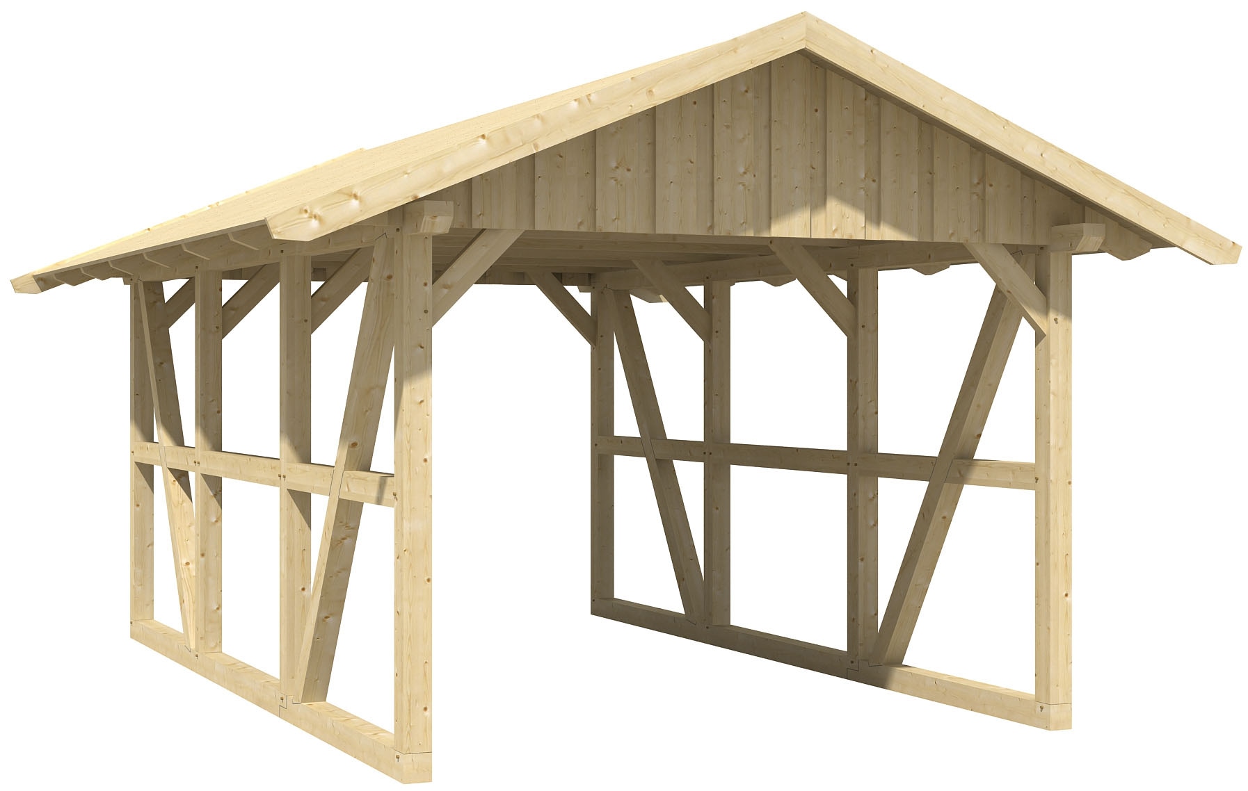 Einzelcarport SKANHOLZ "Schwarzwald", braun (eiche hell), B/H/T: 424cm x 220cm x 600cm, Carports, mit Dachschalung Image