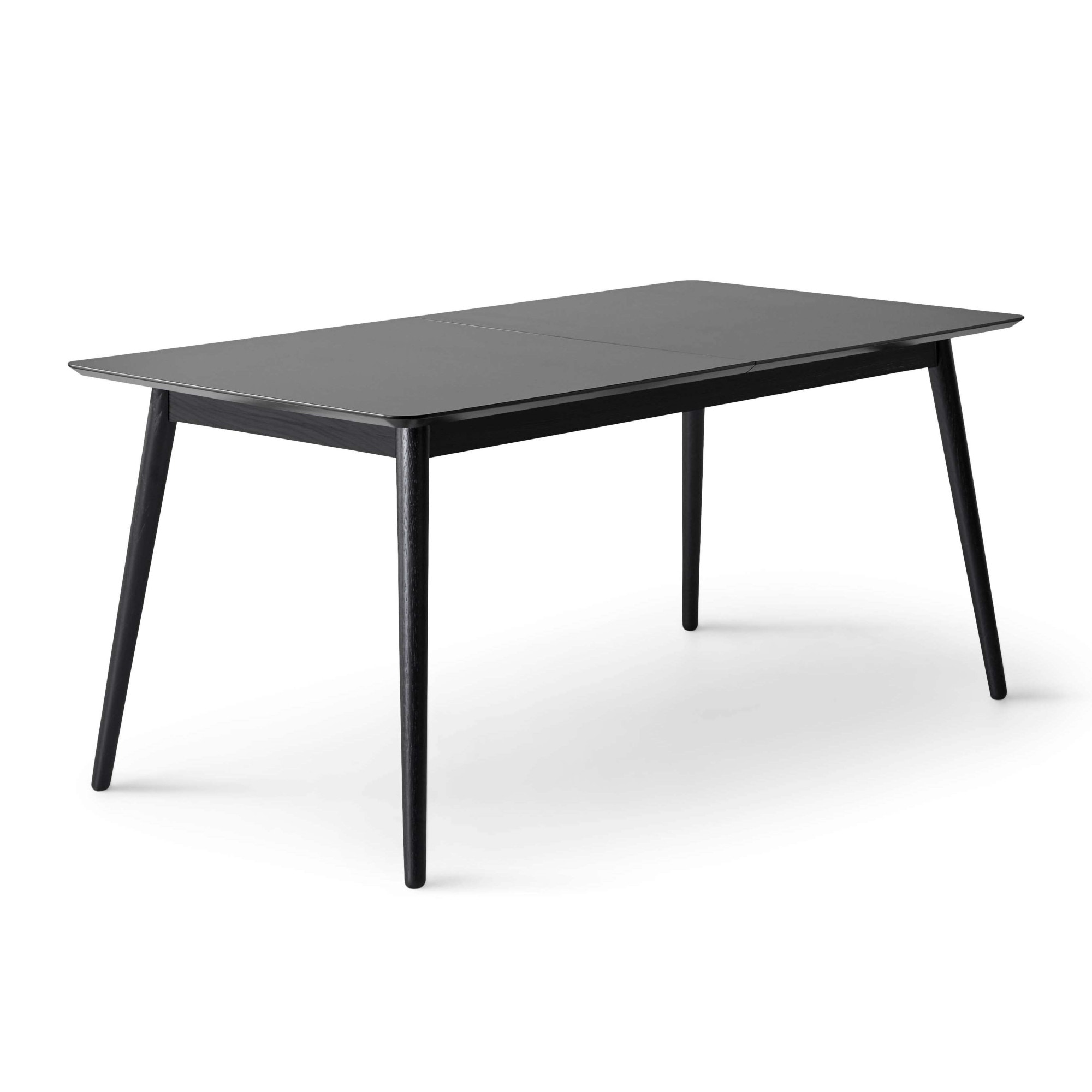 Esstisch HAMMEL FURNITURE "Meza Designtisch mit Auszugsfunktion und 2 Einlegeplatten", schwarz (schwarz, schwarz, schwarz), B:165cm H:74cm T:90cm, Tischplatte: Schwarzes nanobehandeltes Fenix-Laminat (schwarzer Rand), Gestell: Massive Esche. Mit...