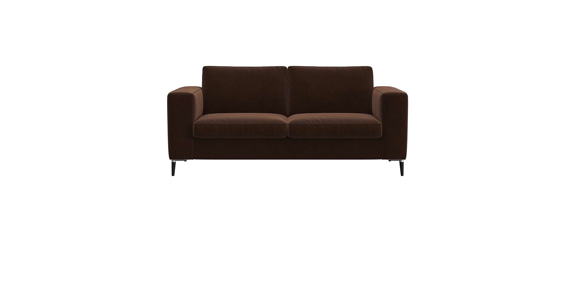 2-Sitzer FLEXLUX "Fiore, super Sitzkomfort durch Kaltschaum im Sitz", braun (tobacco), B:149cm H:85cm T:92cm, 100% Polyester, Sofas, schmale Armlehnen, Füße Alu+schwarz Image