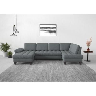 Wohnlandschaft SIT & MORE "Westham U-Form", grau, B:338cm H:88cm T:172cm, 100% Polyester, Sofas, wahlweise mit Bettfunktion, Bettkasten, Sitztiefenverstellung Image