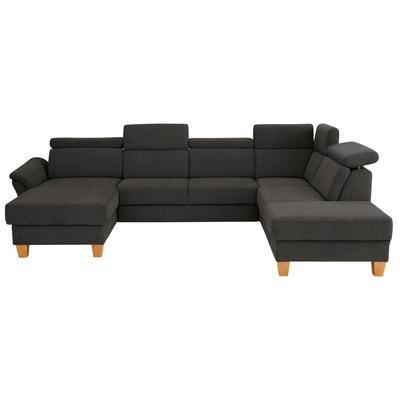 Wohnlandschaft HOME AFFAIRE "Conville U-Form", braun (espresso), B:322cm H:84cm T:217cm, 100% Polyester, Sofas, Kopfteilverstellung wahlweise mit Bettfunktion und Bettkasten Image