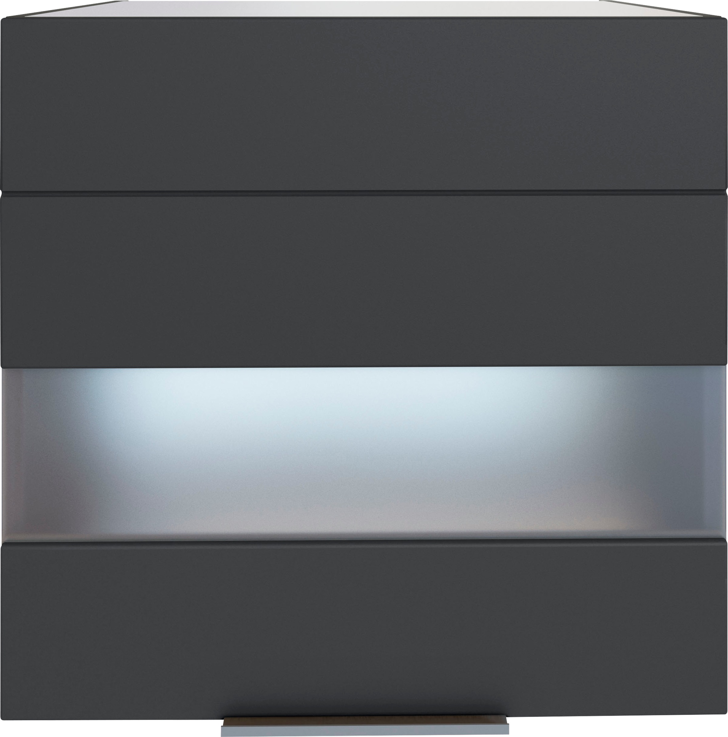 Hängeschrank KOCHSTATION "KS-Luhe", grau (grau matt, grafit), B:60cm H:57cm T:34cm, MDF, Schränke, Küchenhängeschrank, 60 cm breit, hochwertige MDF-Fronten mit Glaseinsatz Image