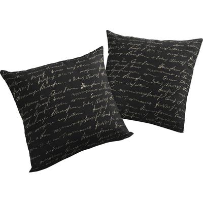 Dekokissen ADAM "Kissenhülle Scribble", schwarz (schwarz, bedruckt), B:40cm L:40cm, Leinen, Baumwolle, Dekokissen_Sitzkissen_Kissenhüllen, aus Bio-Baumwolle, Kissenhülle ohne Füllung, 1 Stück Image