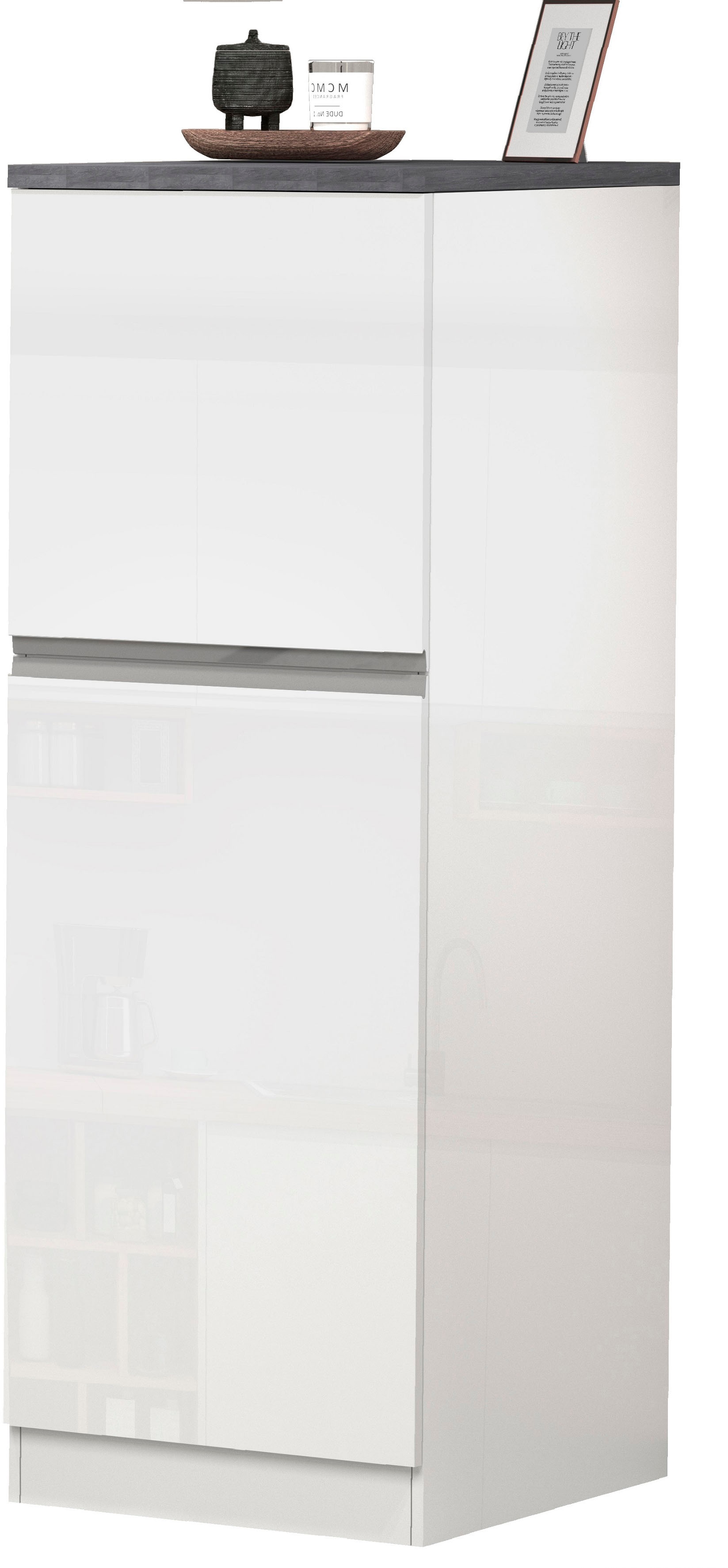 Vorratsschrank KOCHSTATION "KS-Sole,Hauswirtschaftsschrank,Stauschrank,Küchenschrank", weiß (weiß matt, weiß hochglanz, schiefer), B:60cm H:165cm T:60cm, Schränke, Breite/Höhe 60/165 cm, 5 Fächer