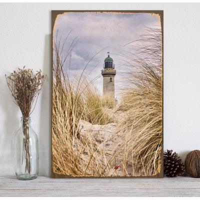 Metallbild QUEENCE "Leuchtturm", beige (farbe bild(er): beige), B:30cm H:45cm, Stahl, Metall, Bilder, Stahlschilder Image
